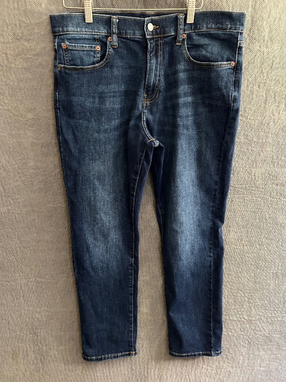 Lucky Brand 410 Athletic Straight Jeans 34x30 Blue Denim Dark Wash Stretch